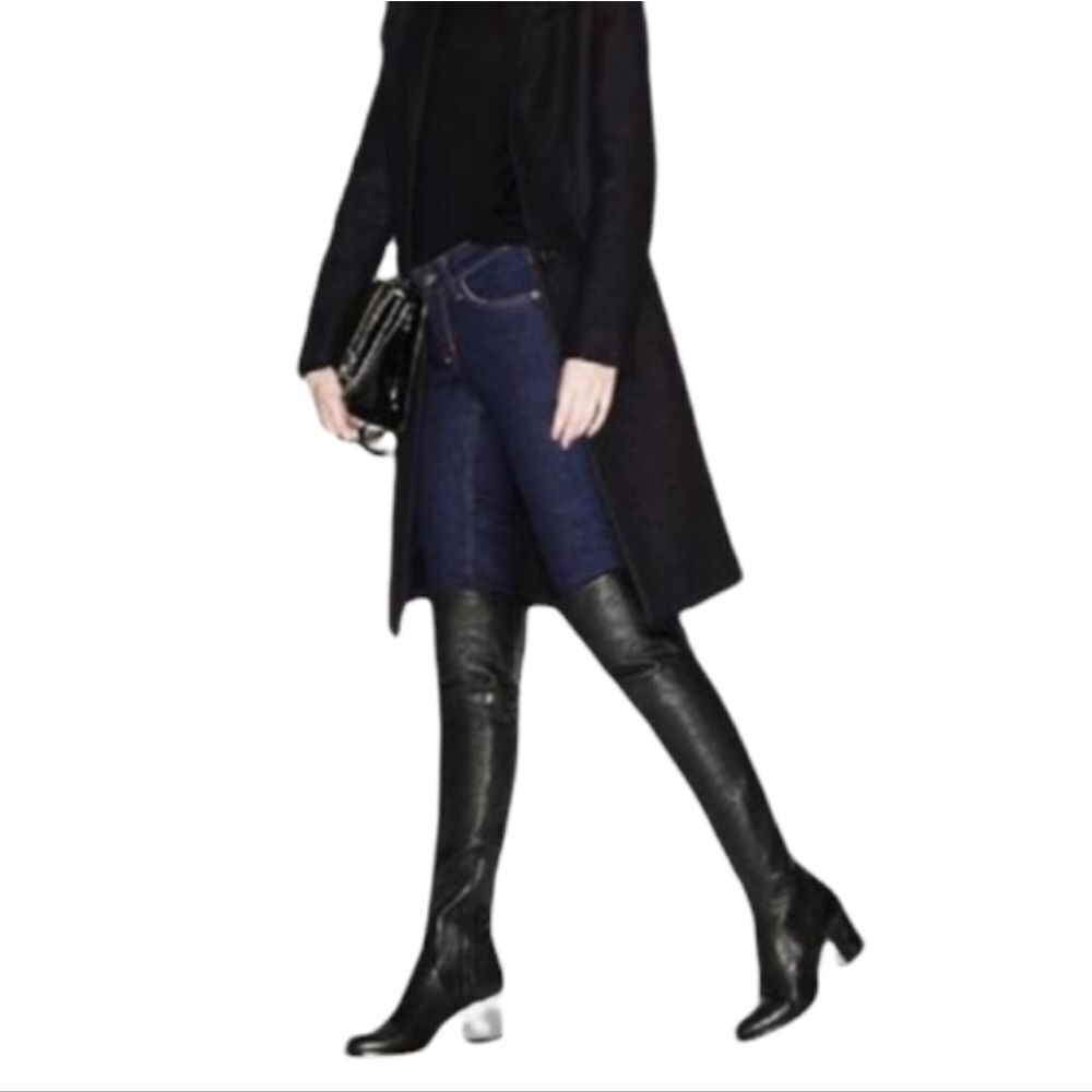 JIMMY CHOO Mercer Over the Knee OTK Leather Silver Block Heel Boots 39.5 - Picture 13 of 13